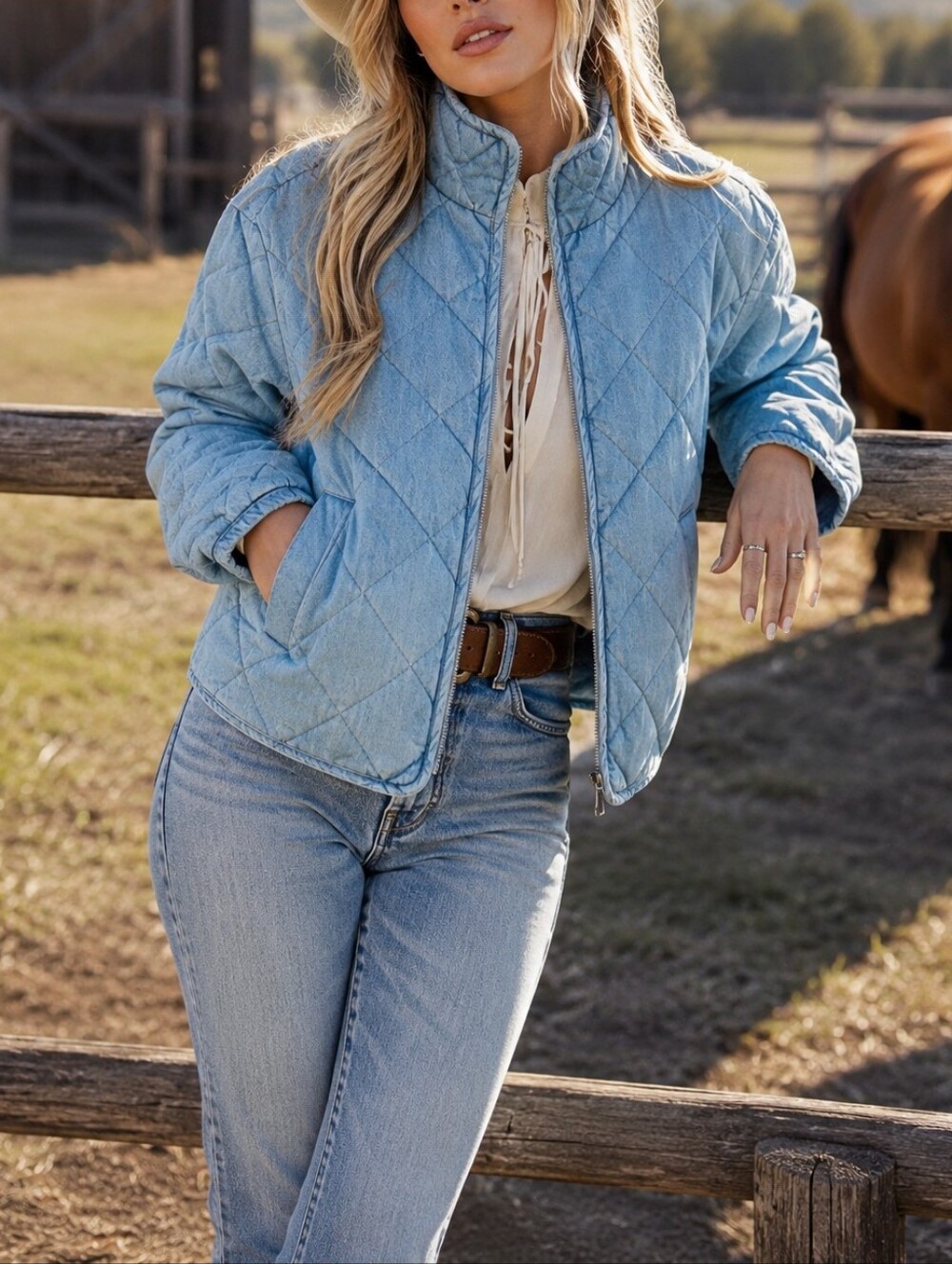 Levi's Light Blue Quilted Denim Jacket